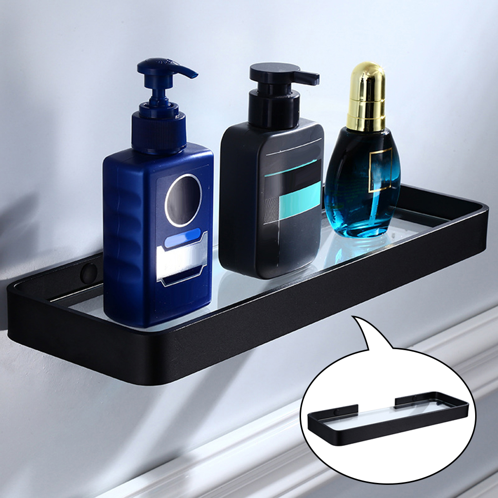 Tempered Glass Bathroom Shelves Wall Mount Storage Rack Space Aluminum New