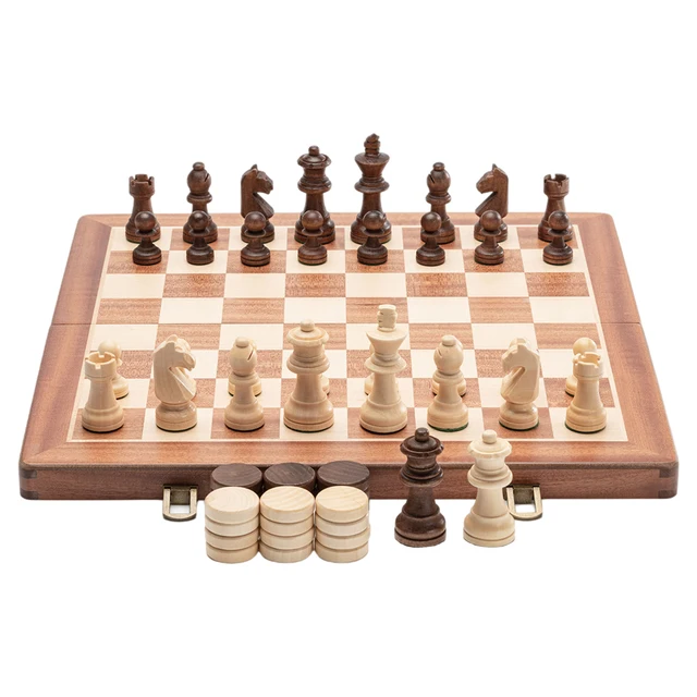 15 polegadas de madeira conjunto de xadrez-placa de dobramento