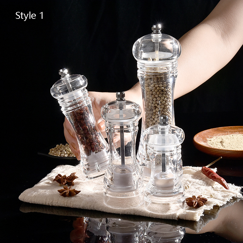 Description Picture 2 of itemAcrylic Salt And Pepper Grinder Manual Pepper Mill Multi-purpose Grain Mills Seasoning Spice Grinder Kitchen Tools