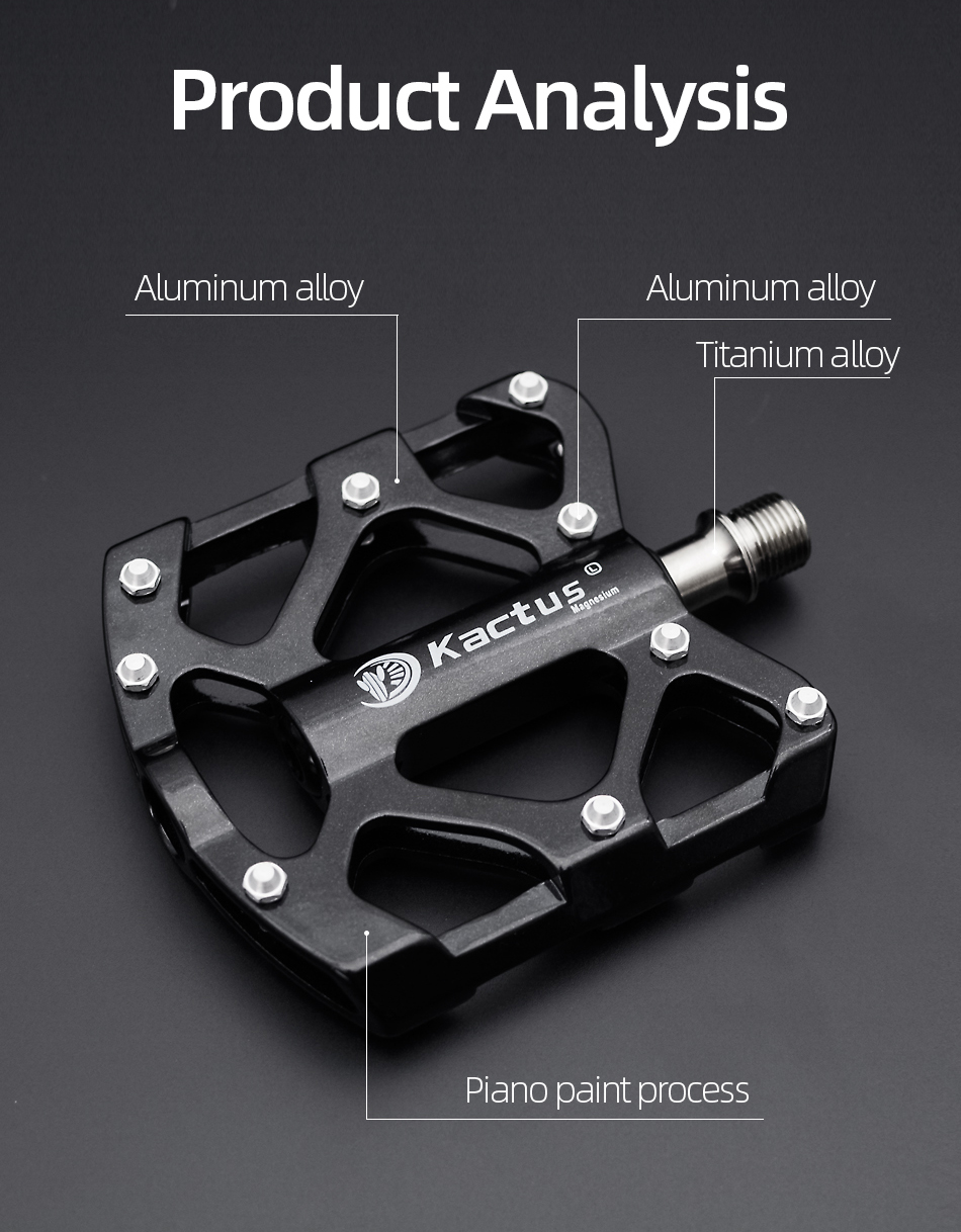 KACTUS Ultralight Titanium Axle MTB Road Bike Pedals Magnesium Alloy Body BMX Anti Skid XC DH 18T Cycling Part MTB Accessories