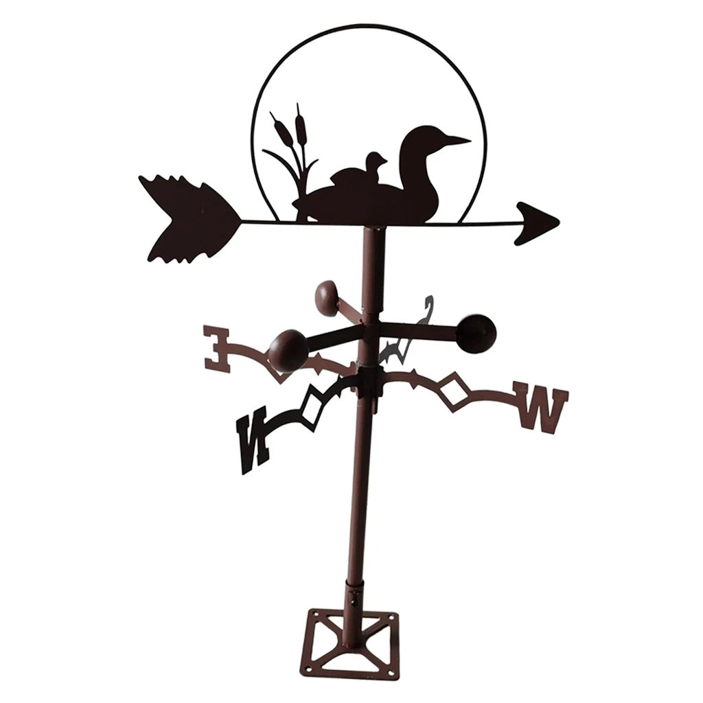 Retro Duck Weathervane Fence Mount Wind Direction Indicator Garden Ornament
