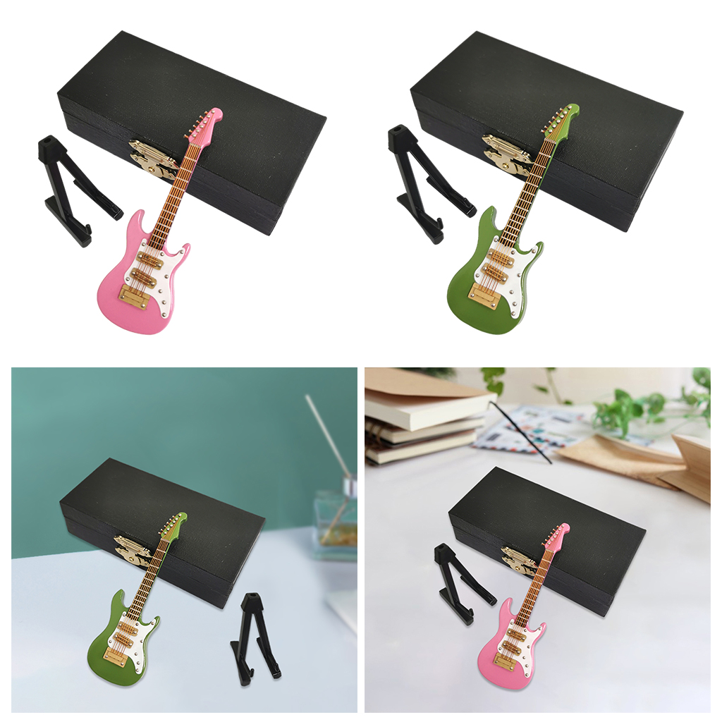 Miniature Wooden Electric Guitar 10cm Model Ornaments Decorative Model Guitar Toys