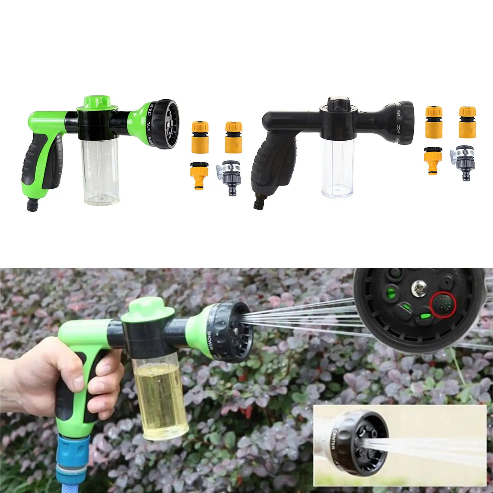 Garden Hose Nozzle Adjustable Watering Patterns Nozzle Sprayer for Showering Pet Watering Plants Car Washing Patio Lawn