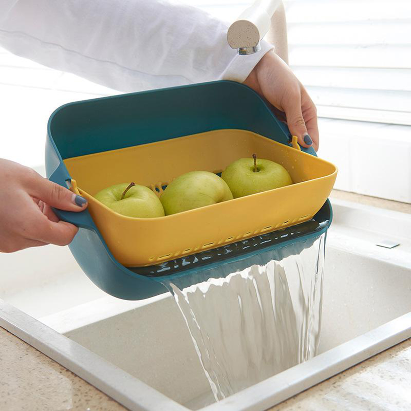 2-in-1 Multifunction Colander/Strainer Bowl Set Separation Rotatable Washing