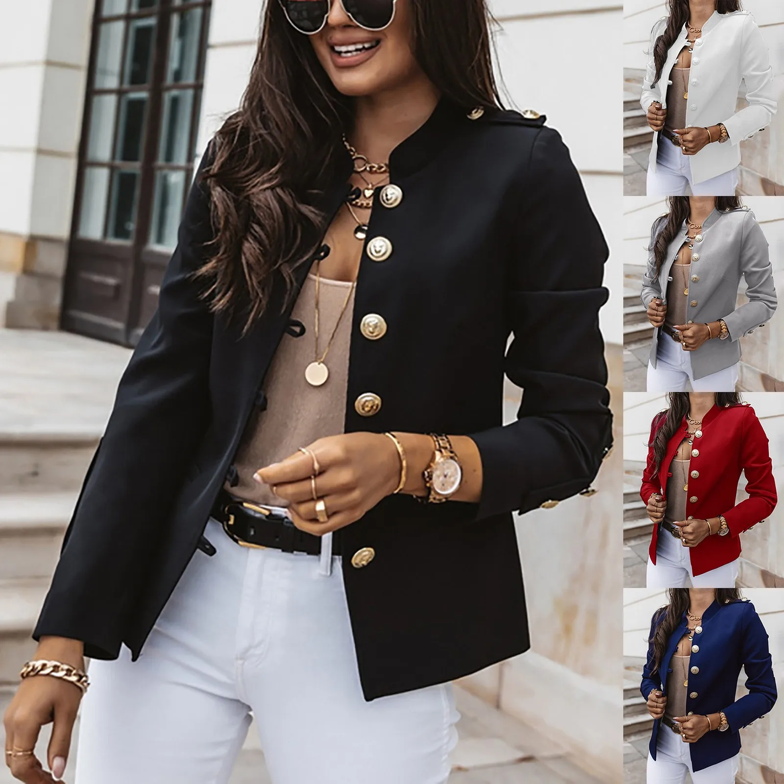 Women Blazers Jackets Stylish Buttons Clothes Loose Top Long Sleeve Casual  Ladies Office Wear Coat Blouse Blazer Women Coat - Tailored Coat -  AliExpress