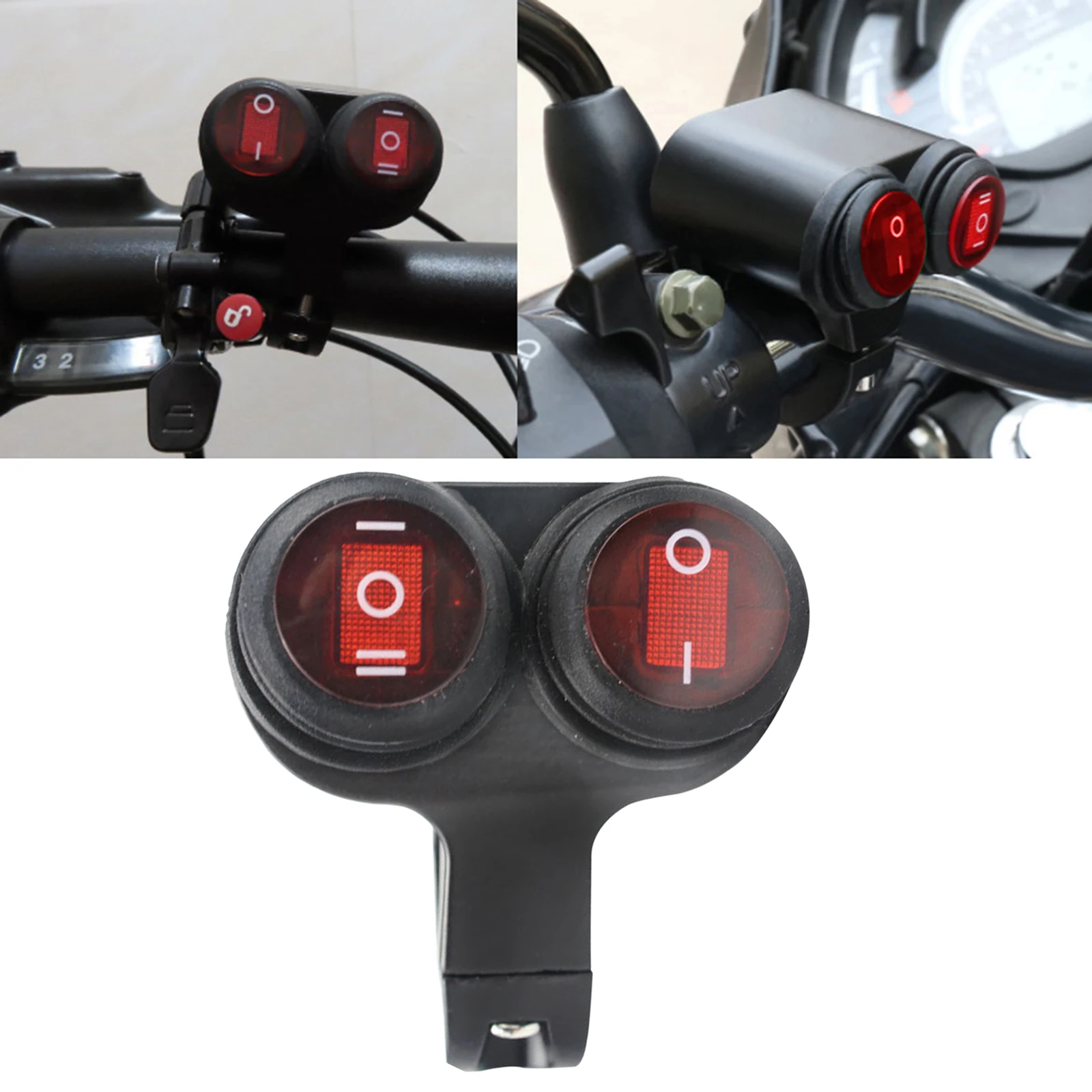 22mm Motorcycle Handlebar Hazard Brake Fog Lamp Spot Light On Off Switch 12V Waterproof Aluminium Alloy Motorcycle Switch Parts