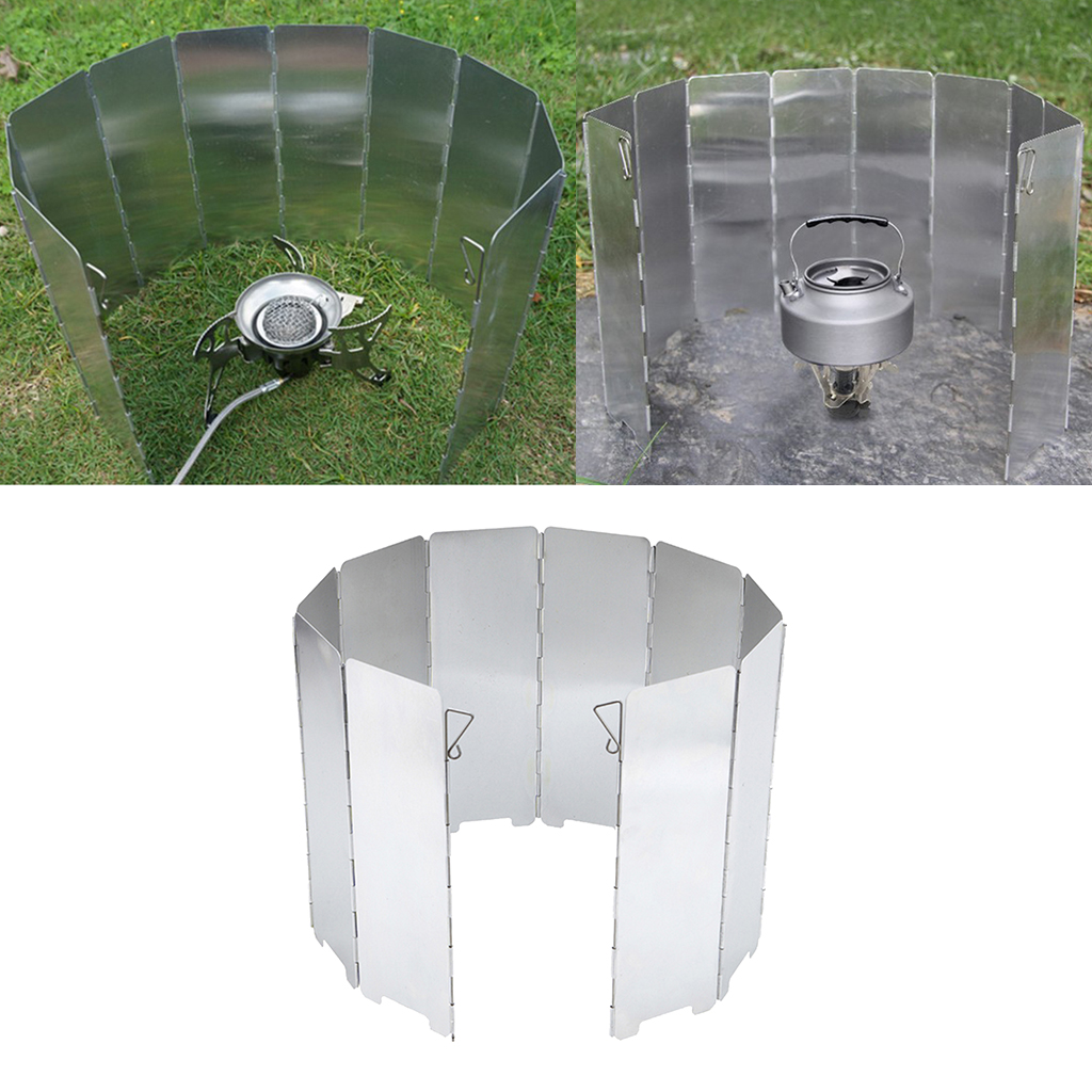 10 Plate Stove Folding Wind Screen Camping Burner Windshield Cooking In