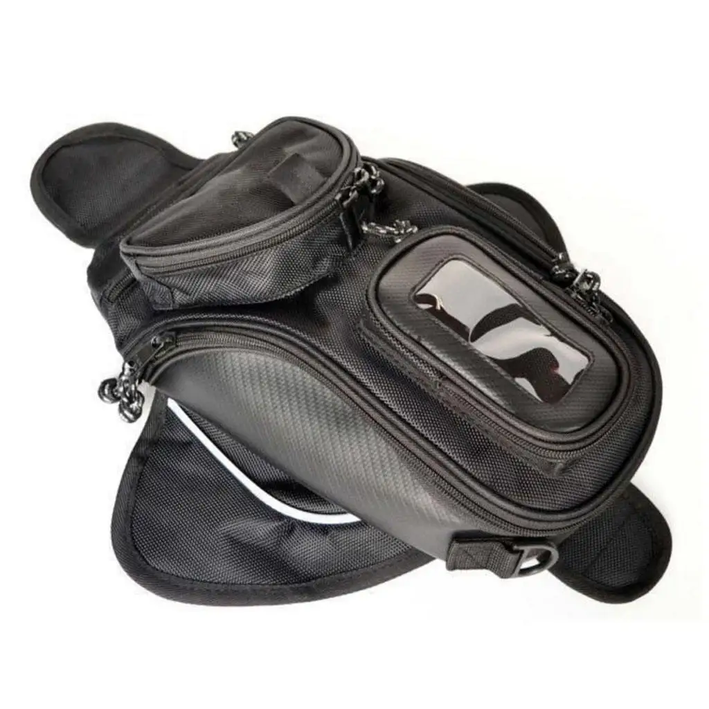 Black Waterproof Motorcycle Fuel Tank Bag Phone Holder Riding Travel Wear Resistant