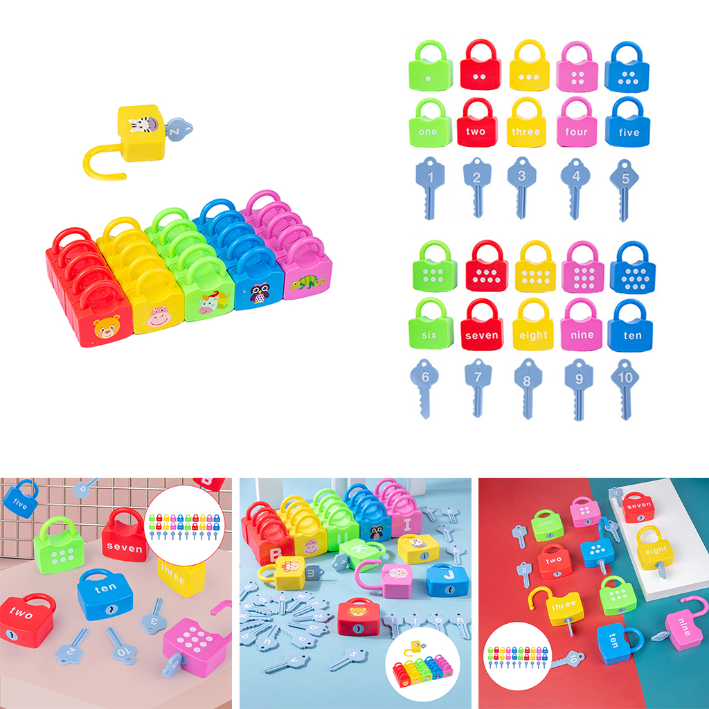 Baby Keys and Locks Set Matching & Counting Skills Kids Montessori Unlock Sensory Toy Match Game for Children 2+ Birthday Gift