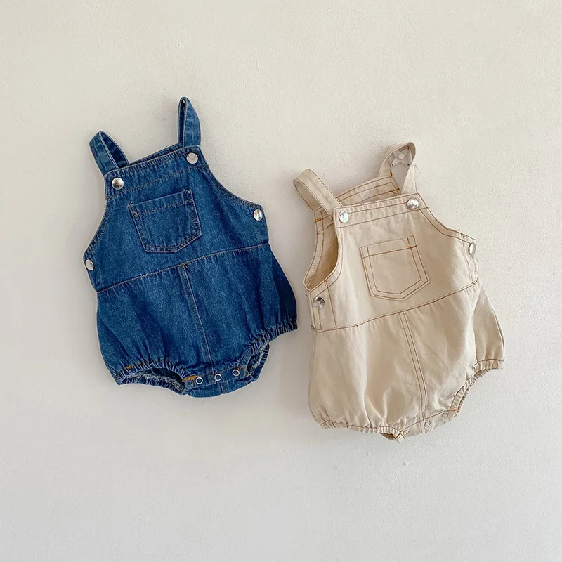 2021 Spring Baby Clothing Toddler Denim Bodysuits Sleeveless Girls Jumpsuit Infant Outfit  Jeans Kid Outfits Children Ropa Bebe vintage Baby Bodysuits
