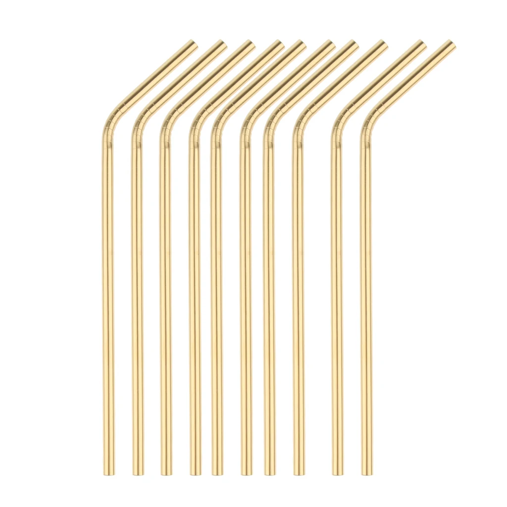 10 PCS Gold Bent Stainless Steel Drinking Straw Metal Reusable Straw Curved Straws 21cm Bent Stainless Steel Straws