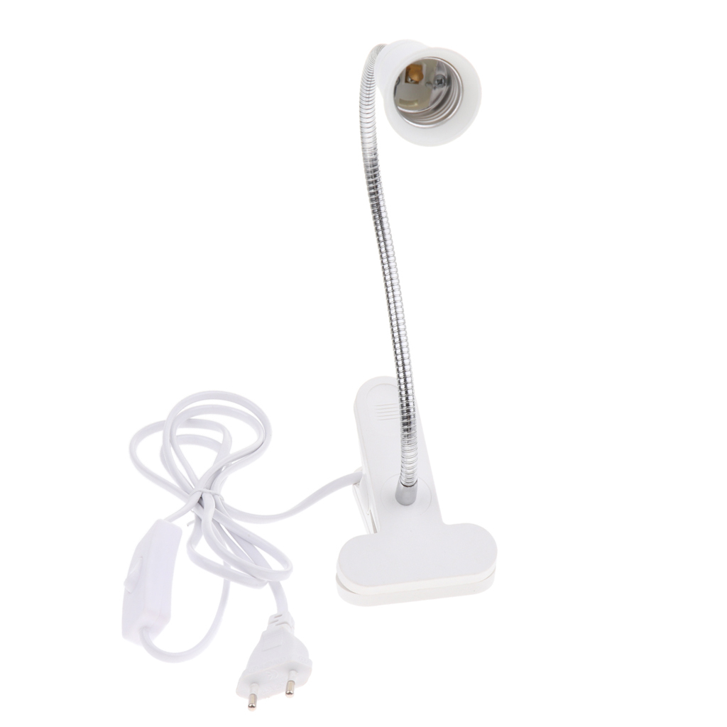 EU Plug E27 Clip On Reading Light Base Desk Reading Lamp Socket White