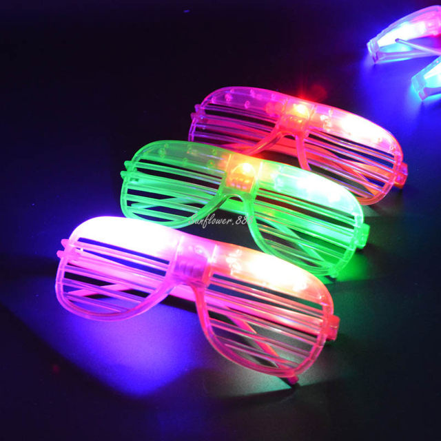 12pcs Adult Kids Women LED Glasses Light Sunglasses Glow Blind Shutter Neon  Flash Bar Birthday Wedding Party New Year Christmas