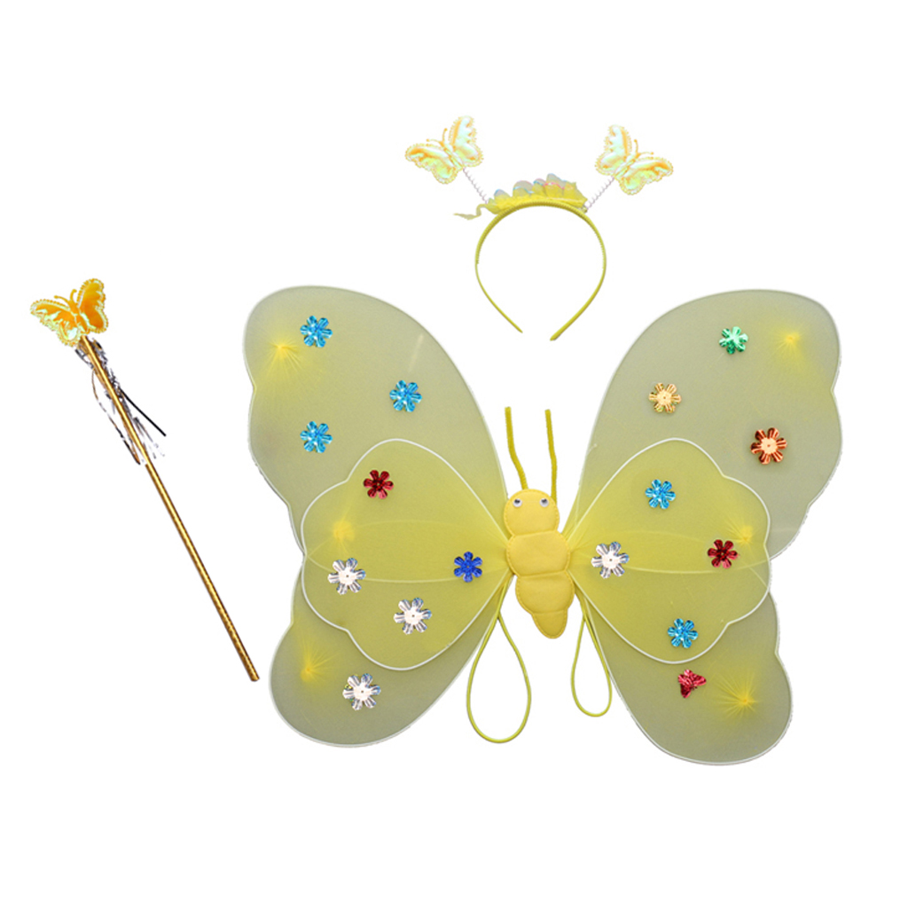 3 X Kid Fairy Butterfly Wand Headband Tutu Skirt Fancy Dress