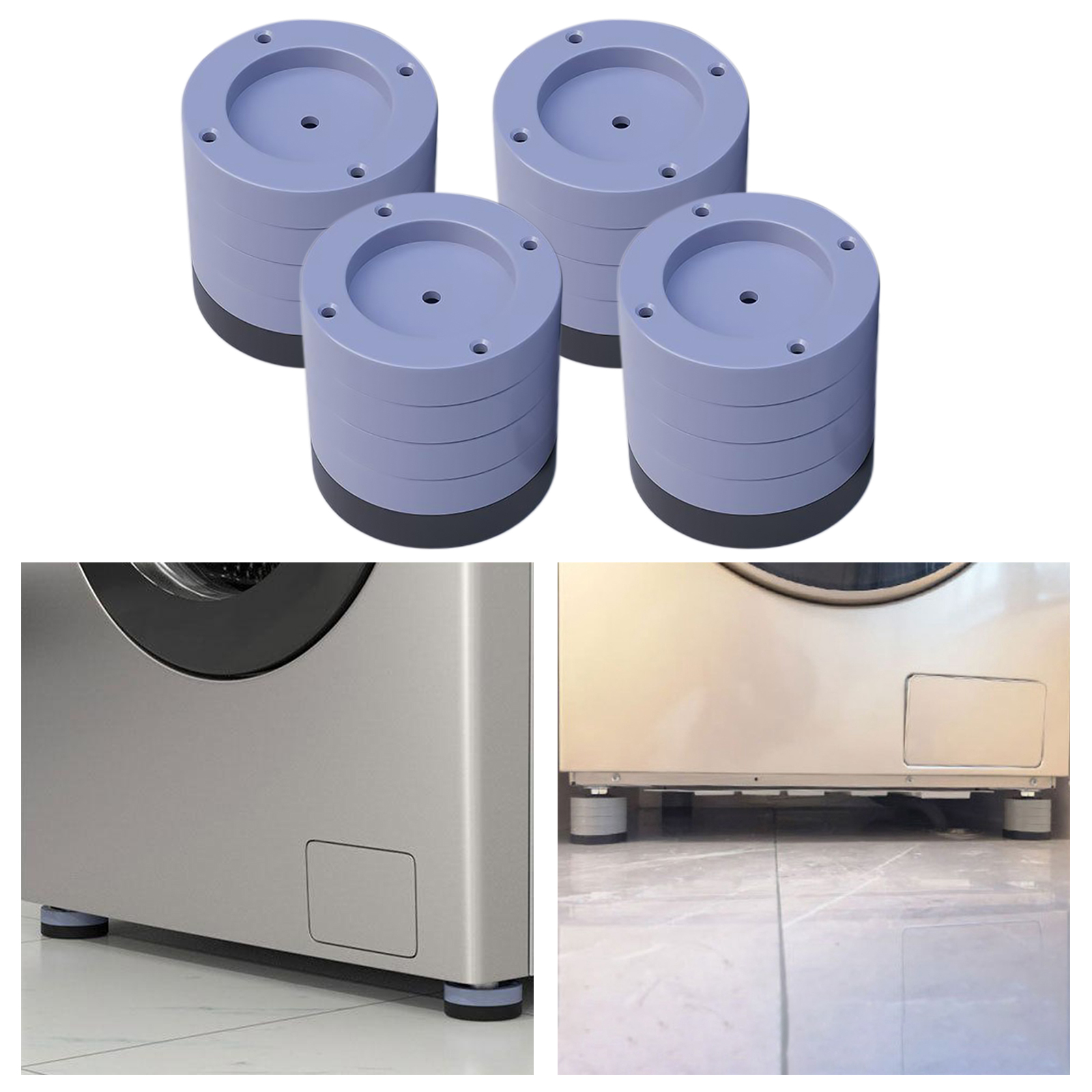 4 Pieces Anti Vibration Mat Shock Mute Pads for Washer & Dryer Refrigerators
