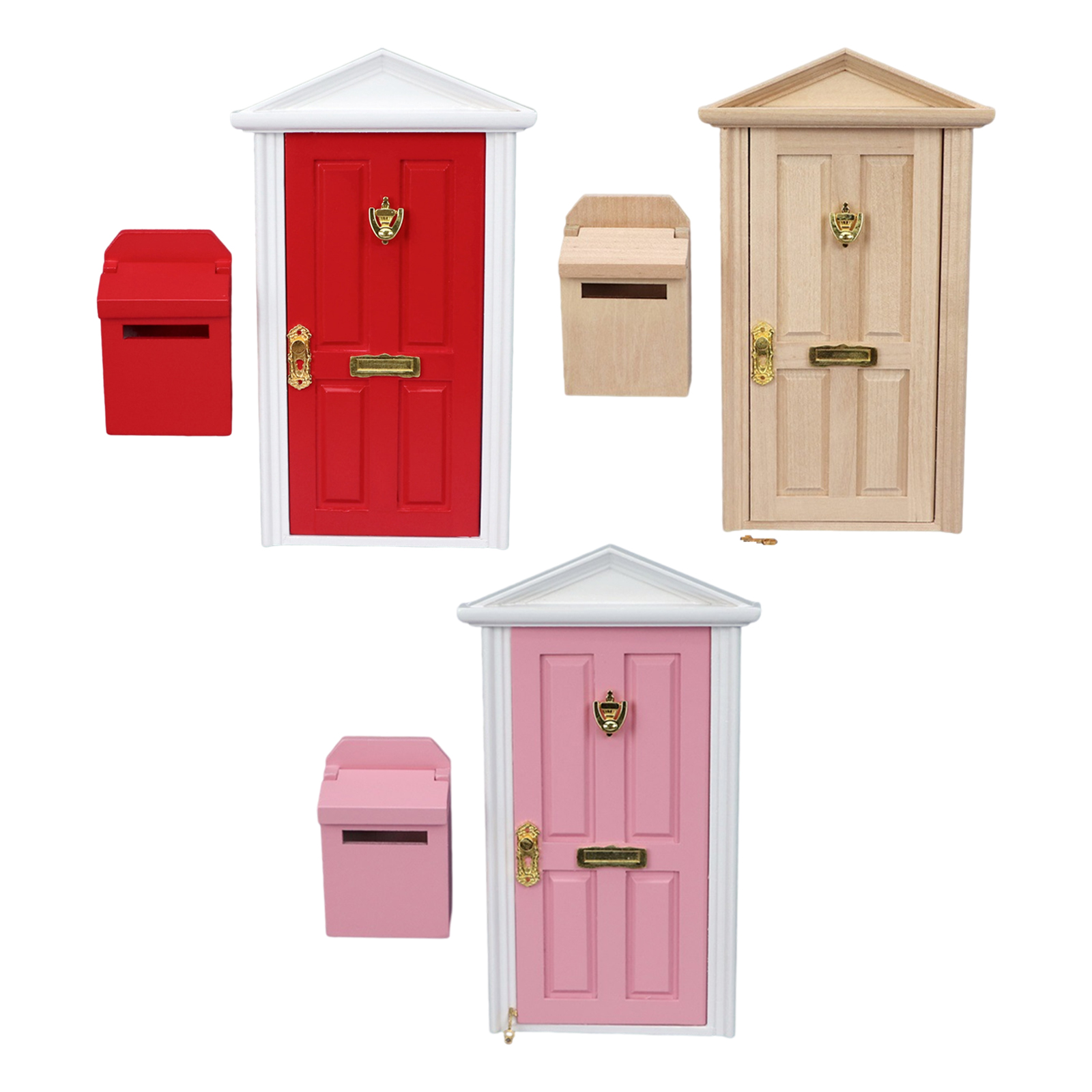 Wooden 1/12 Dollhouse Miniature Door with Hardware Furniture Doll Decoration Kids Toys