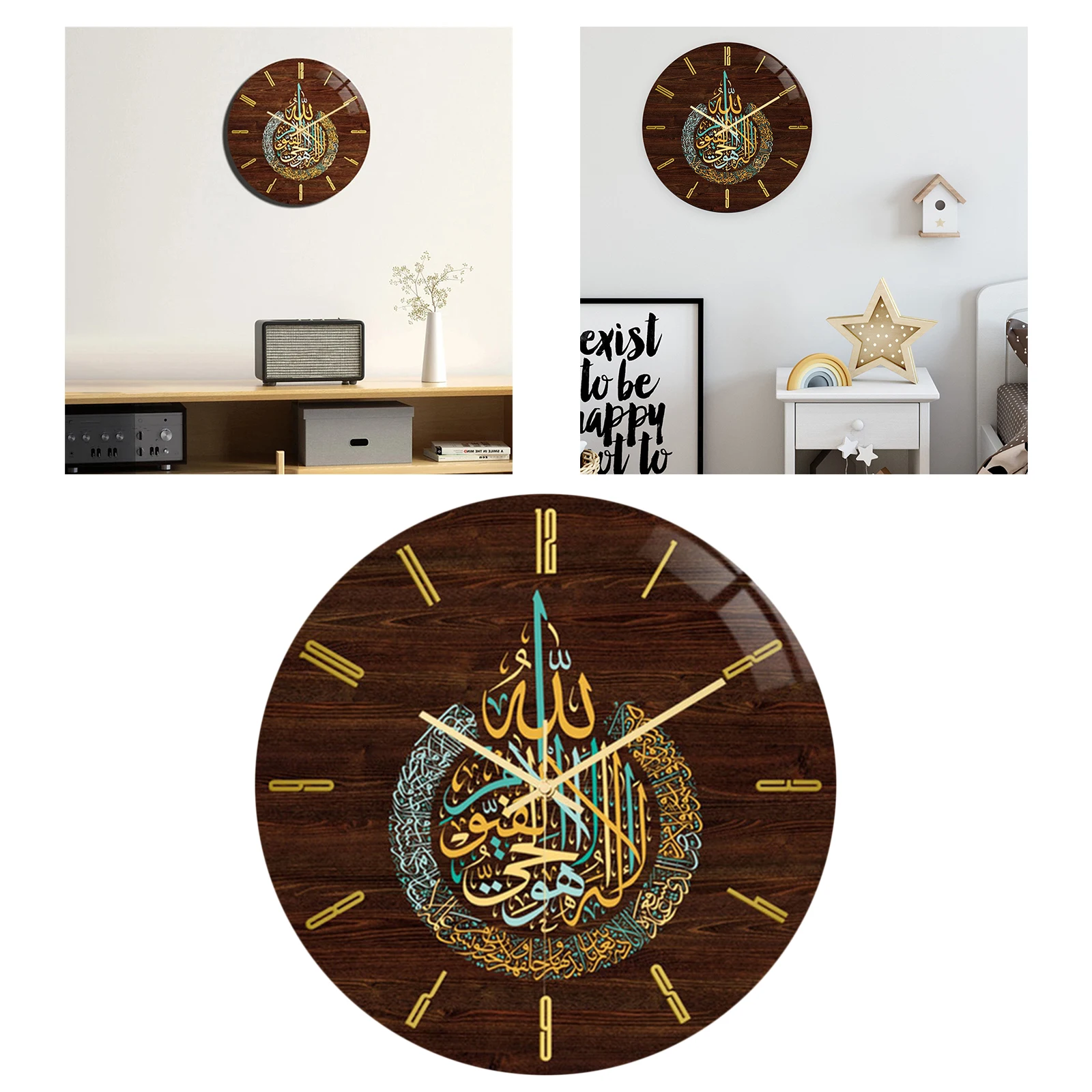 Islamic Round Acrylic Wall Clock Home Decor 12in Muslim Eid Acrylic Round Wall Clock Ramadan Living Room Office Holiday Bedroom