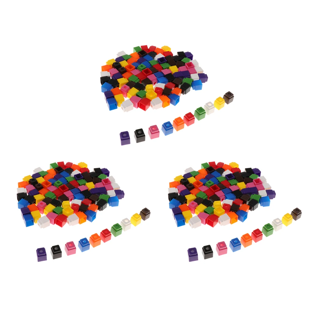 300x Linking Counting Cubes Snap Blocks Teaching Manipulative Math 4 Colors
