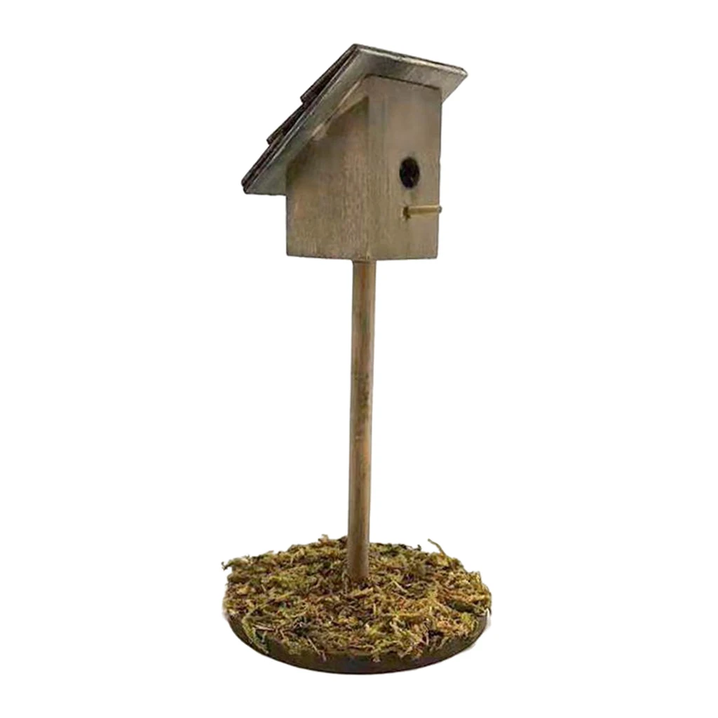 Miniature Wooden Bird Nest for 1:12 Doll House Outdoors Landscape Decoration