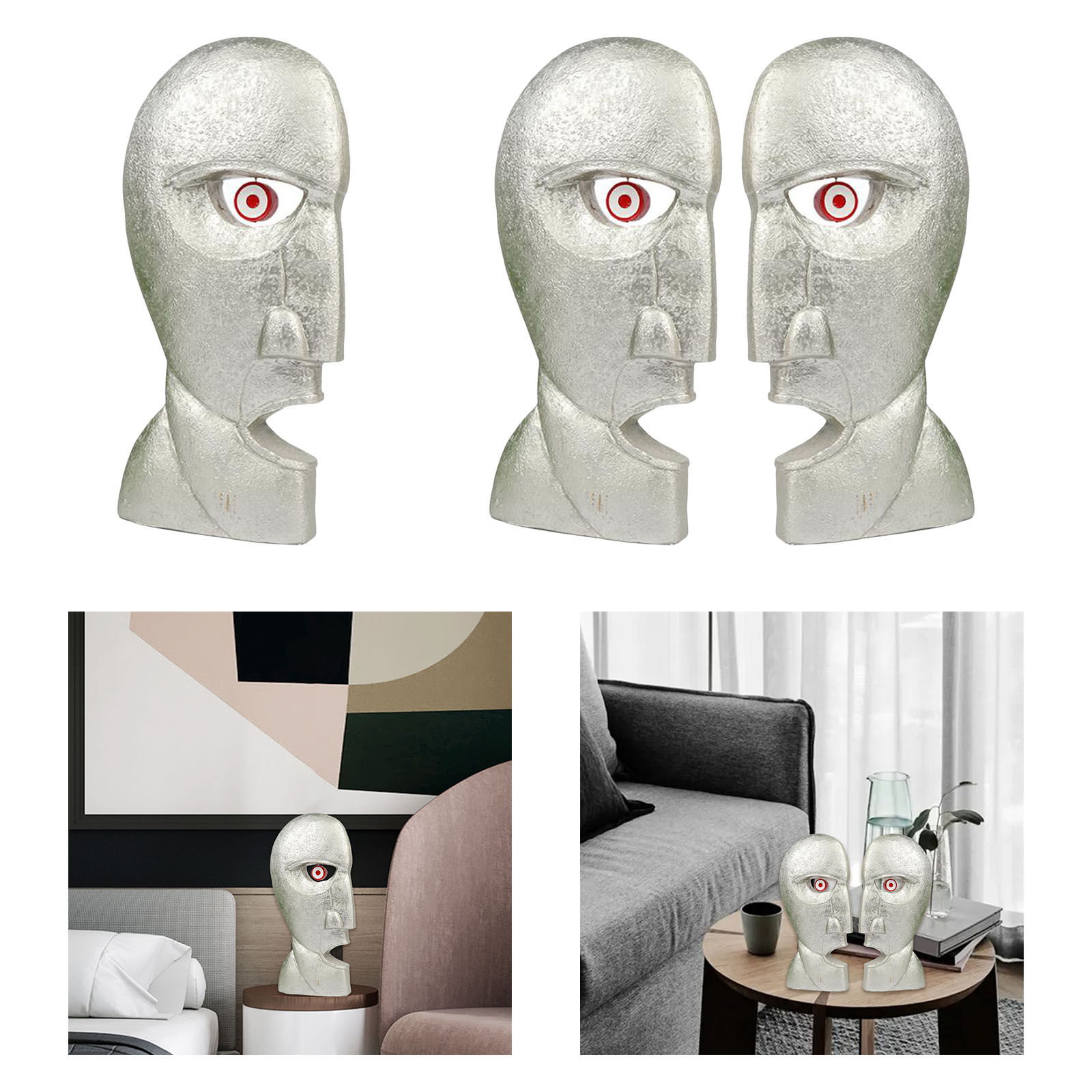 Creative Human Face Statue Abstract Double-Sided Face Sculpture for Home Living Room Bed Room Decor