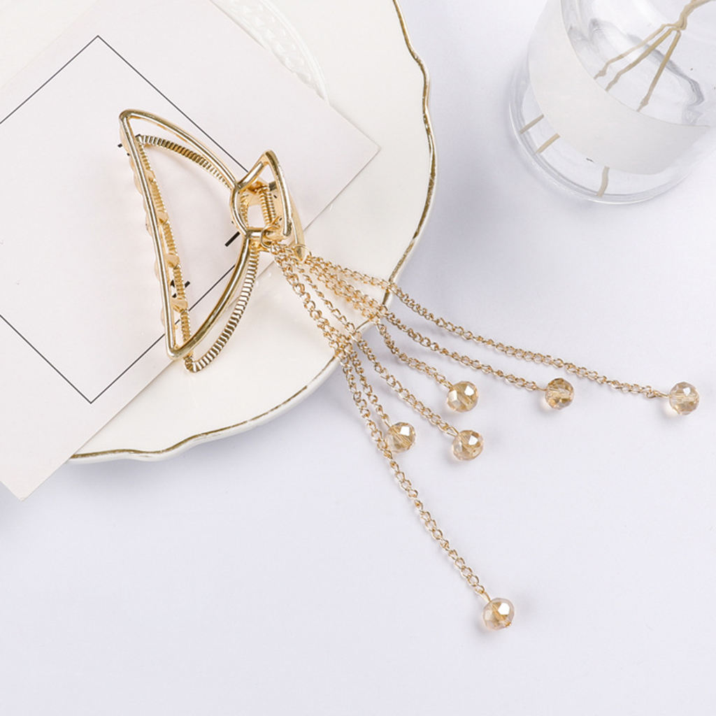 Tassel Hair Clip Barrettes Hairpins Alloy Nonslip Big Clamp Hairstyle Fashion Claw Clips for Thin Hair Short Hair Women Ladies
