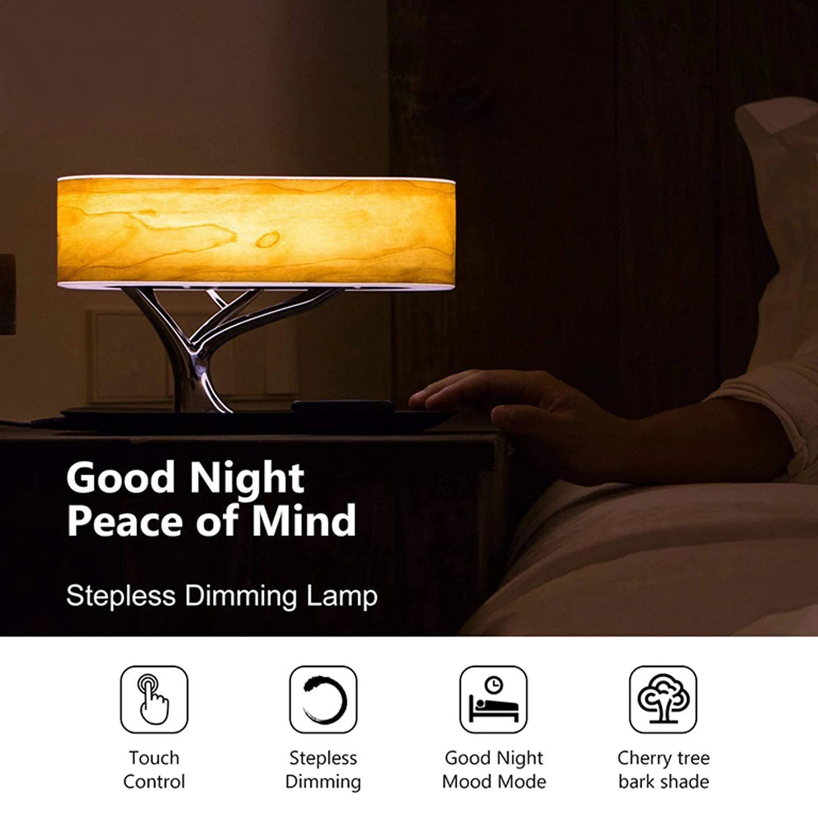 Table Lamp for Bedroom Office Bluetooth Speaker Wireless Phone Charger Desk Lamp Bedside Lamp Table Light Led