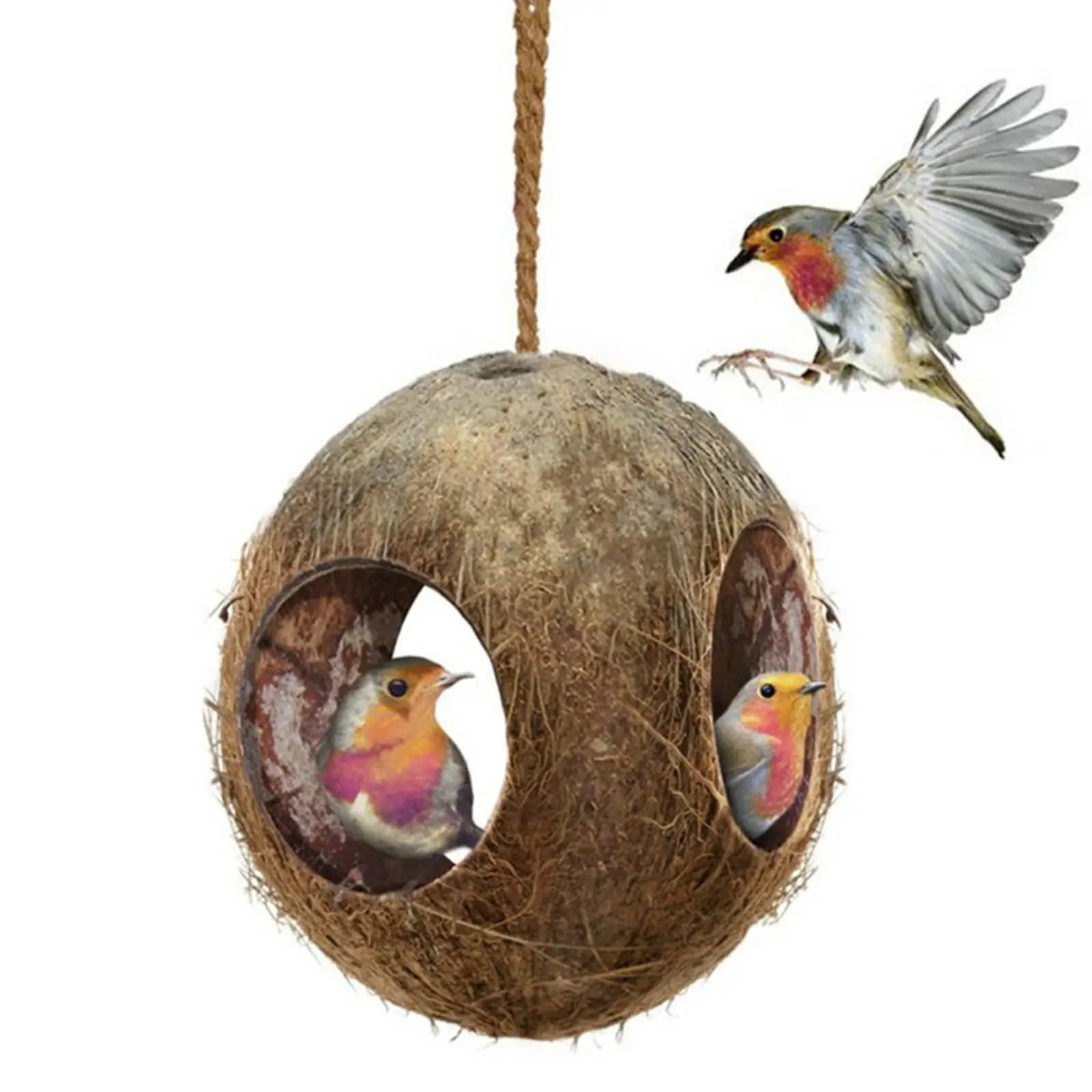 Natural Safety Coconut Bird Nest Parakeet Hut Habitats ing Ornament Toy