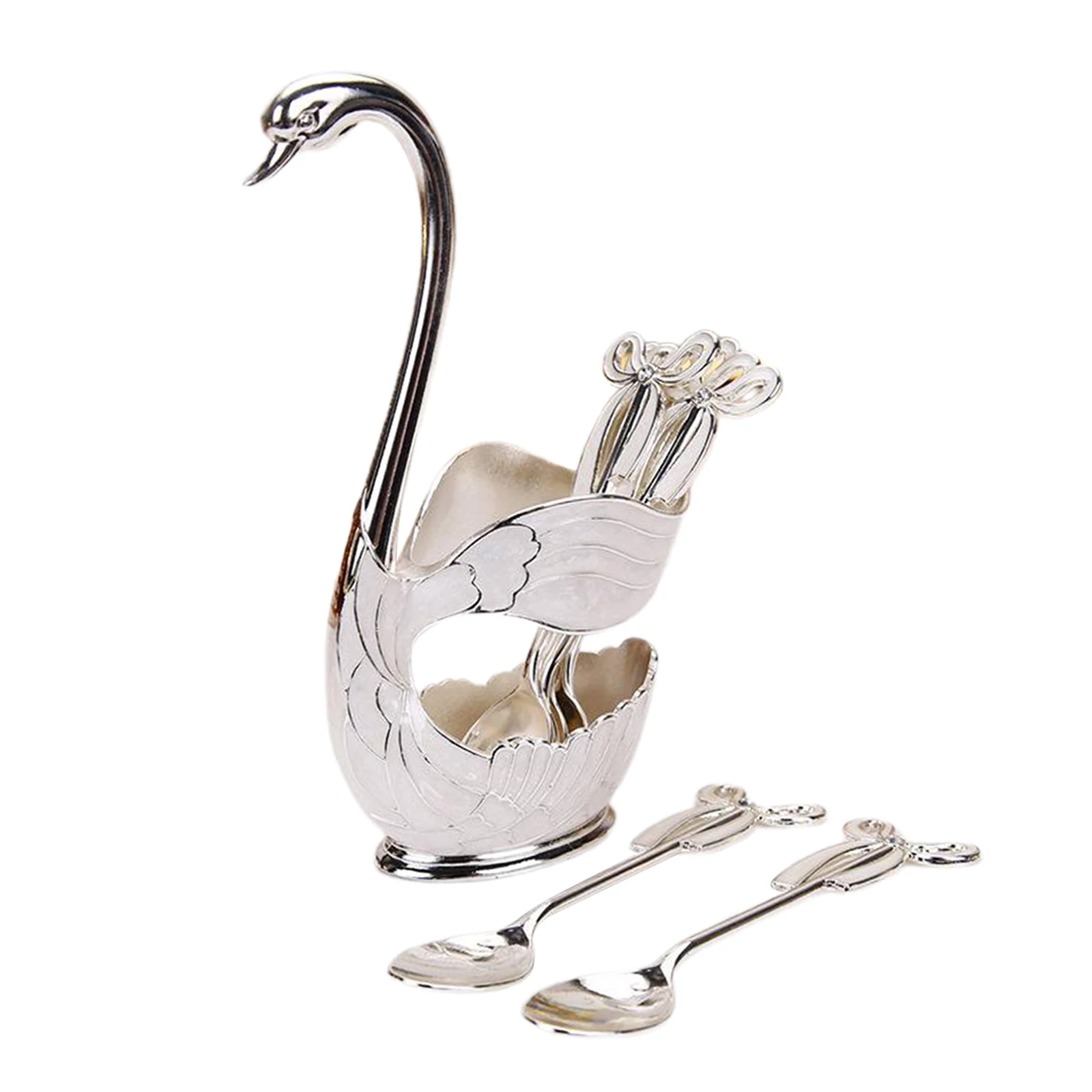 Luxury Swan Fork Holder Set Spoons Alloy Tableware Wearable Cutlery Kitchen Dining Wedding Decor Buffet Picnic