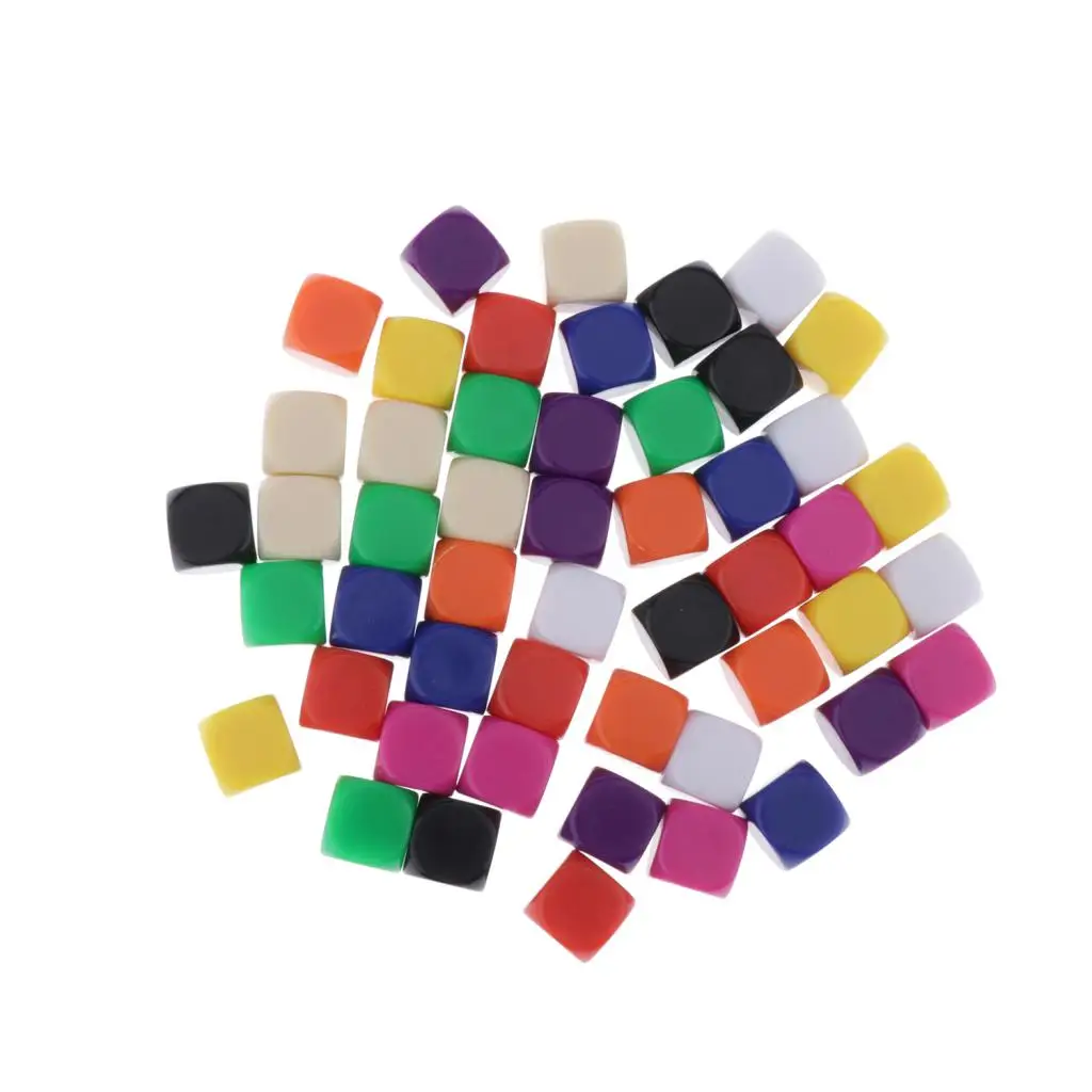 16mm Acrylic Blank Colorful Dice Cubes - D6 Dice for Board Games, DIY, Fun and