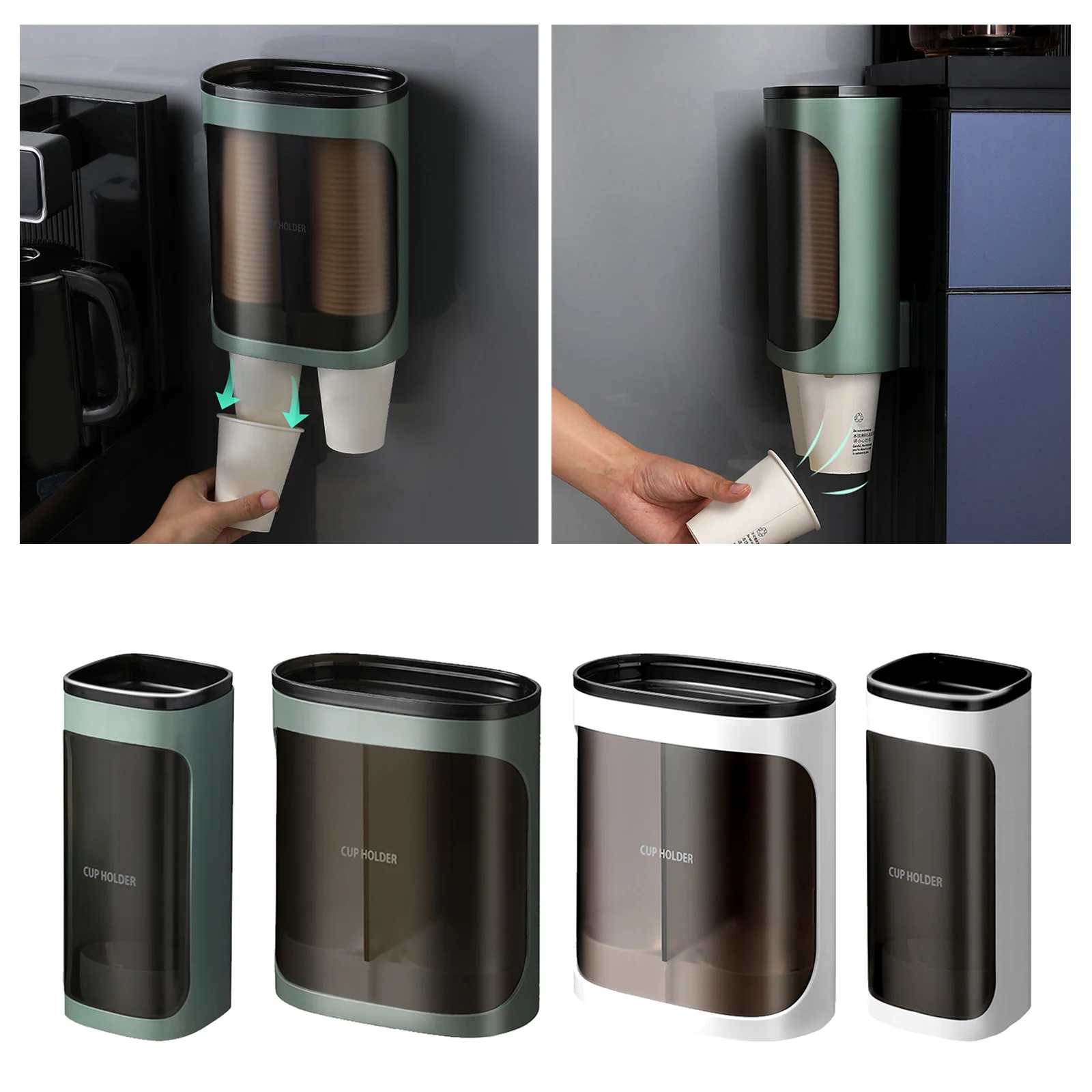Wall-Mounted Disposable Paper Cup Dispenser Automatic Cup Remover Snap-on