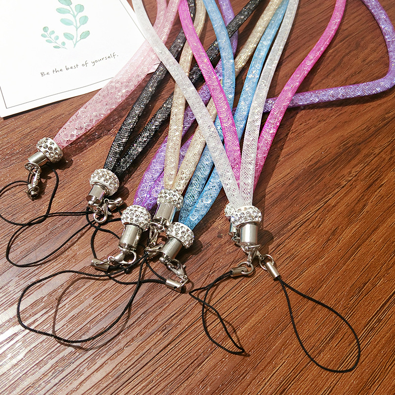 1PC Bling Kristall Lanyard Abzeichen ID Karte Halter Neck Strap Clip Handy Hängen Seil Schlüssel Halter Büro Liefert – Detail 7