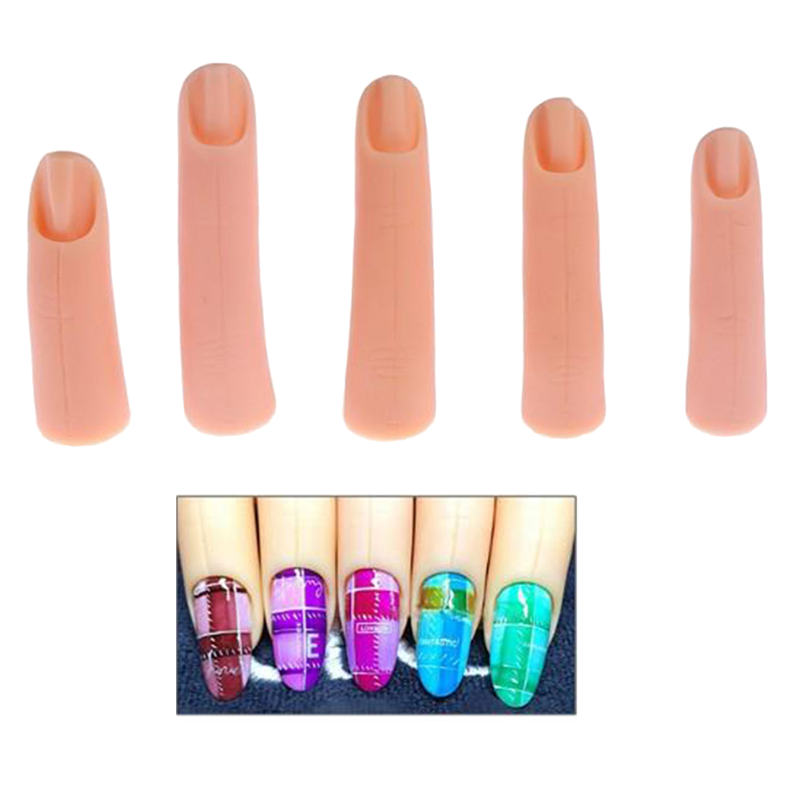 5Pcs Silicone Adjustable Practice Nail Art Trainer Training Fingers Manicure