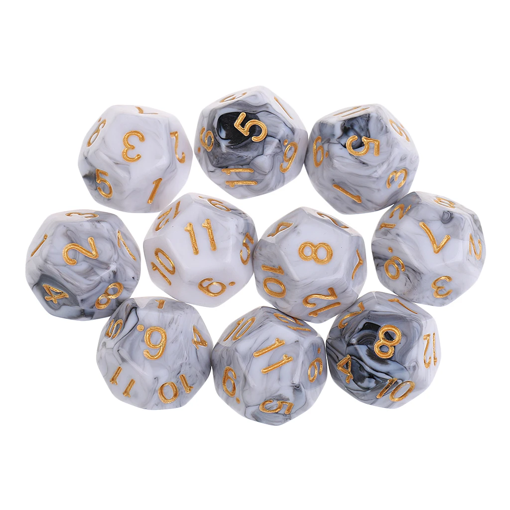 10pcs 12 Sided Dice D12 Polyhedral Dice for  Roley playing Games Dice Gift