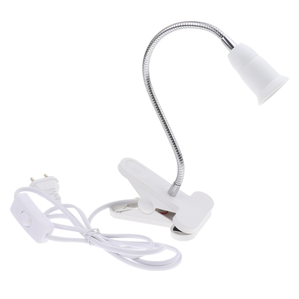 EU Plug E27 Clip On Reading Light Base Desk Reading Lamp Socket White
