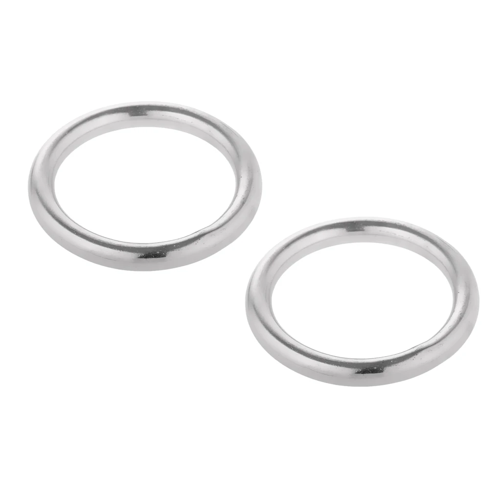 1 Pair Stainless Steel Soldier Ring Soldier Ring O Ring Round Polished Circle O Ring Welding Diving Marine Boat 