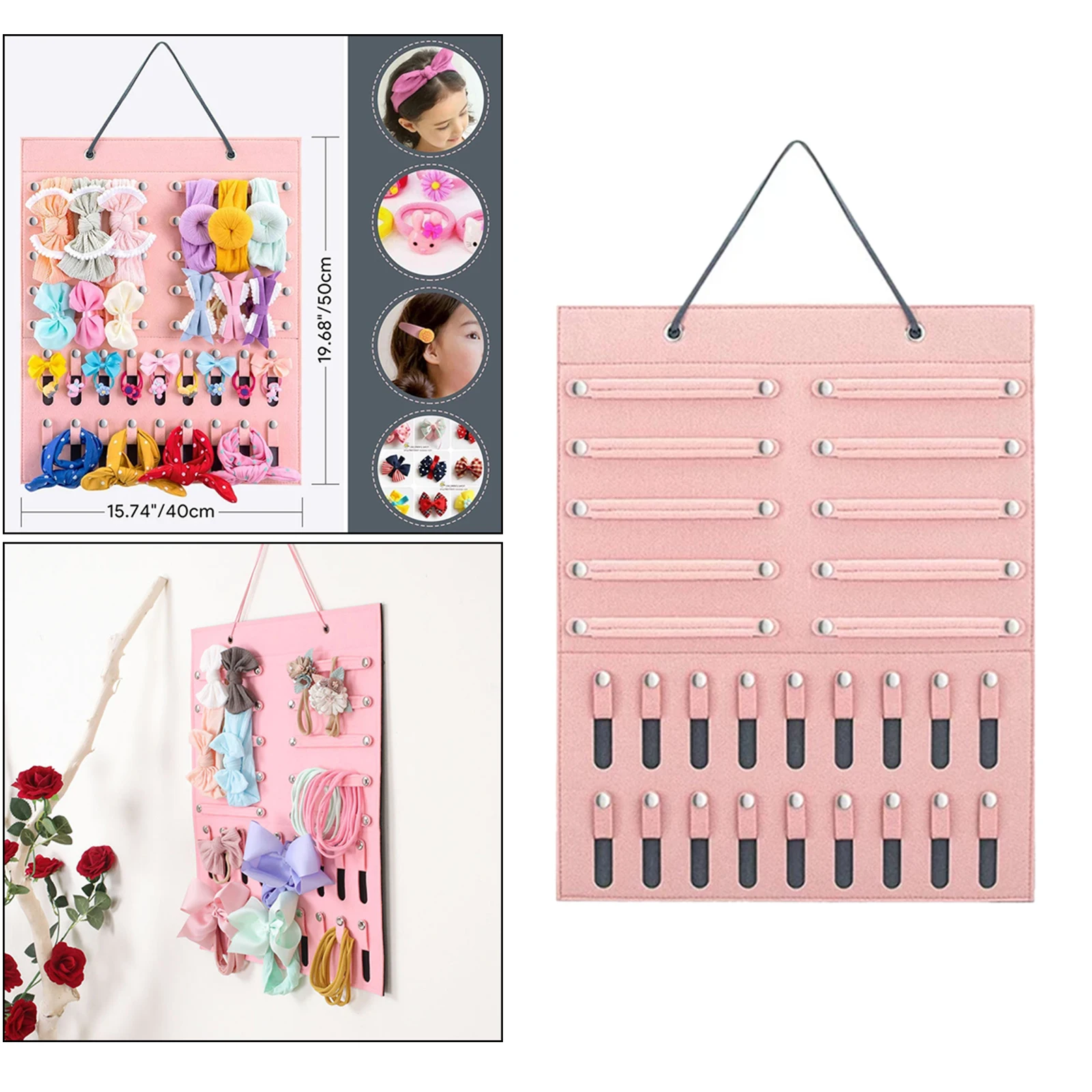 Felt Headband Holder Girl Hair Accessories Retail Store Home Organiser Pink