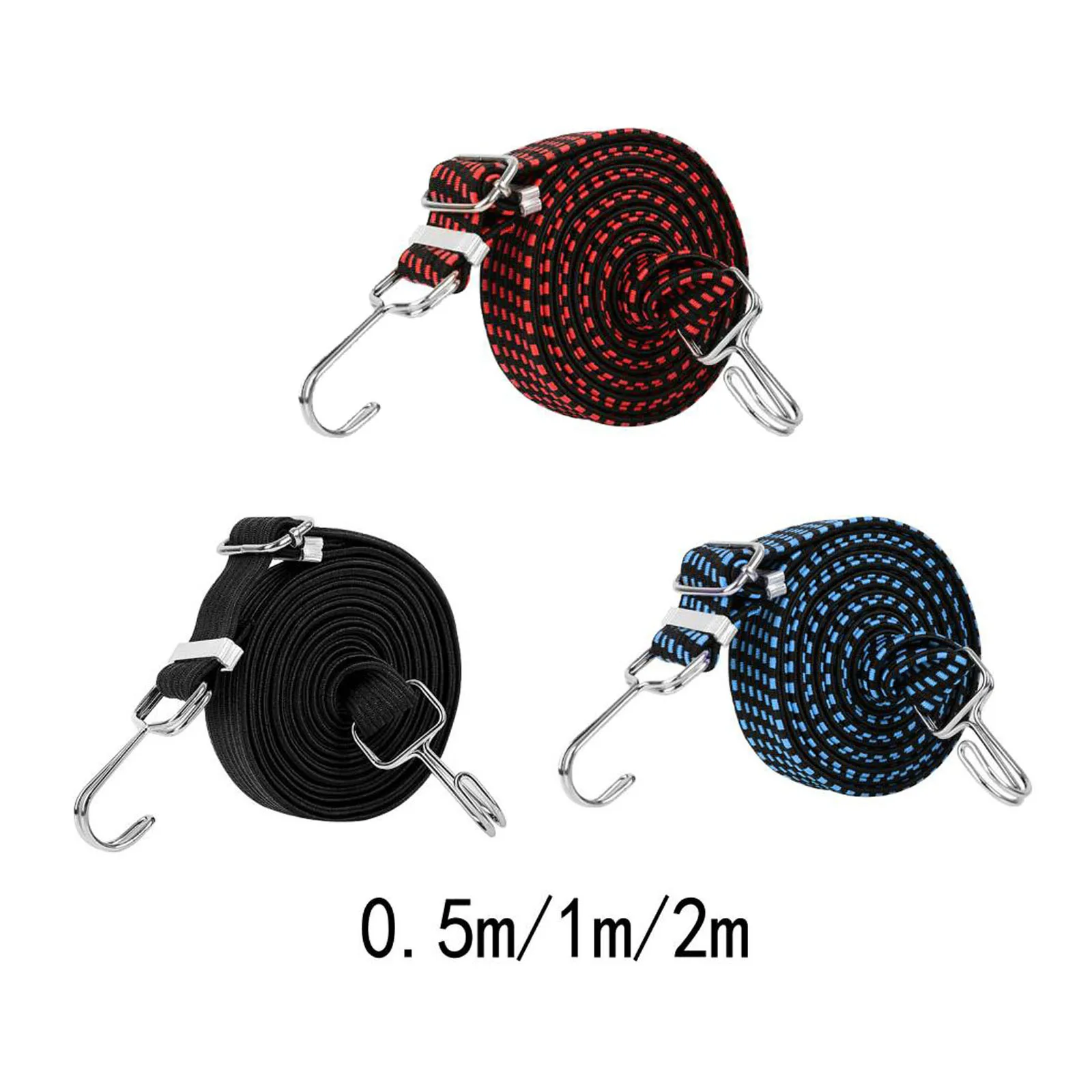 Adjustable Flat Bungee Cords with Hooks, Premium Latex Heavy Duty Straps with Hooks, Adjustable Buckles, Luggage Elastic Rope