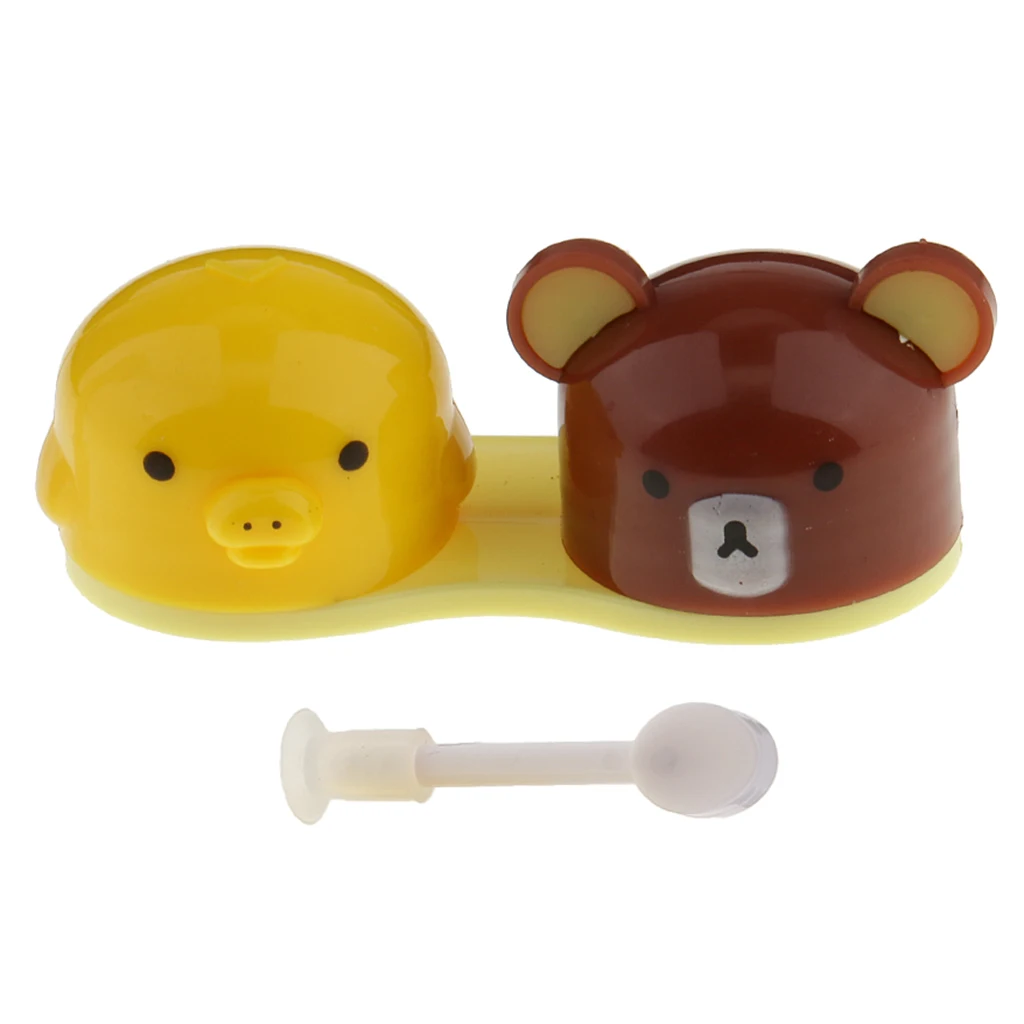 Cute Bear Plastic Contact Lenses Box  For Travel And Home
