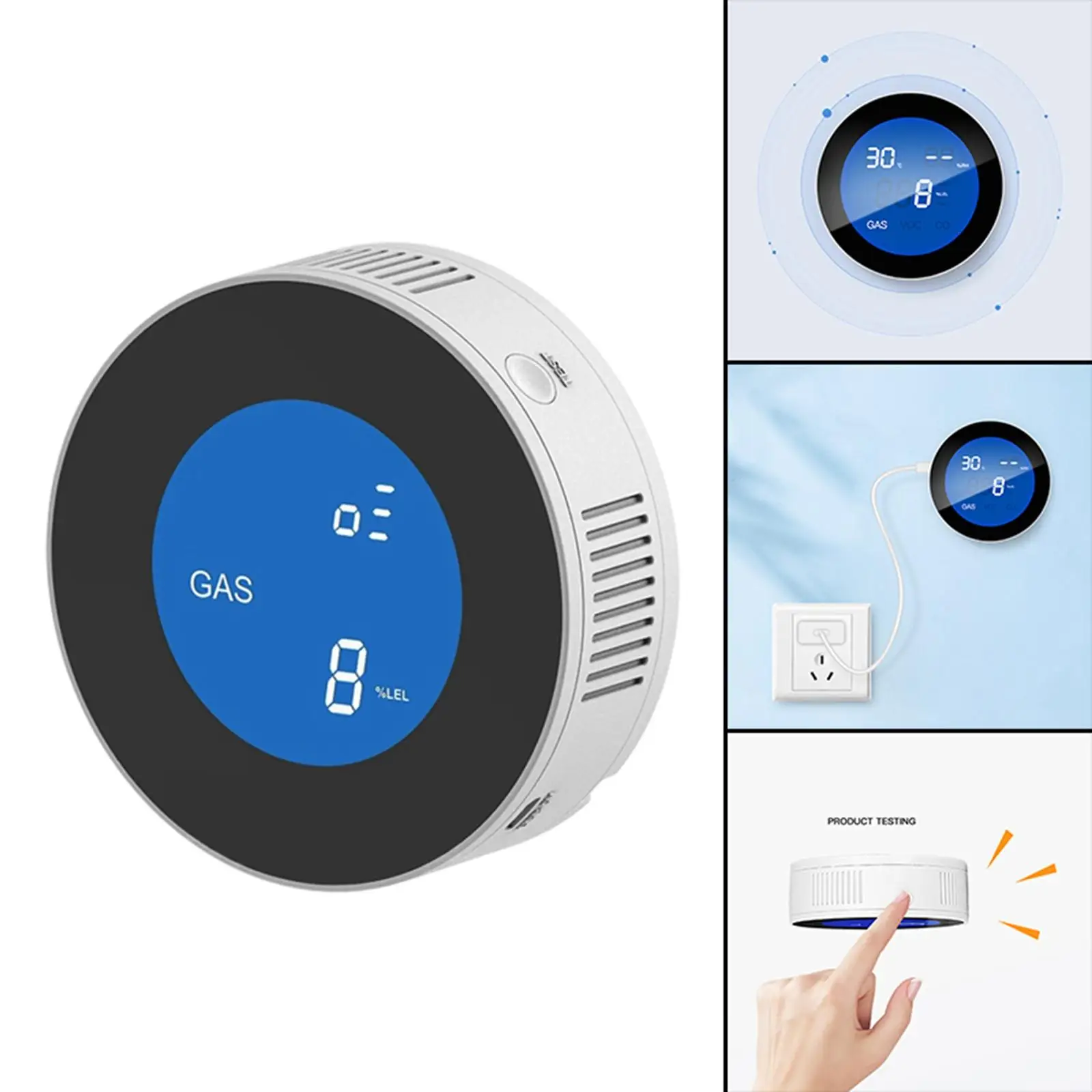 Smart WiFi Natural Gas Leak Detectors Alarm Sound, Methane Detection Gas Alarm Tester Sensor Warning for Home Kitchen RV Garage