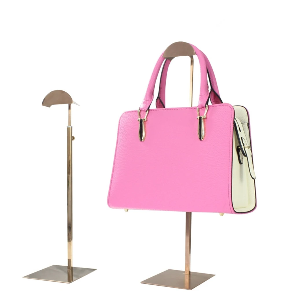 Polished Gold/Silver Hanging Bag Handbag Rack Display Stand Purses Single Hook Adjustable Height Display Stand Hanger