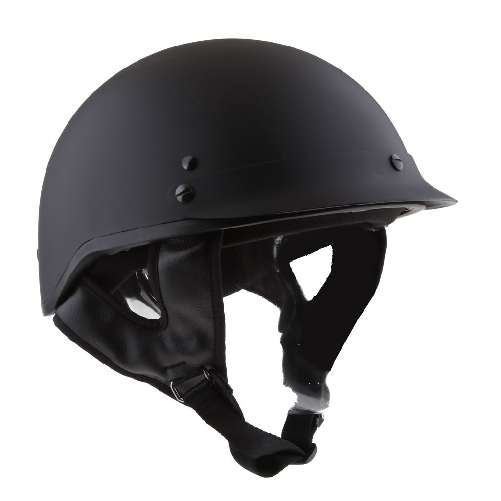 German Style Motorcycle Half Helmet Open Face DOT Cruiser Chopper Skull 