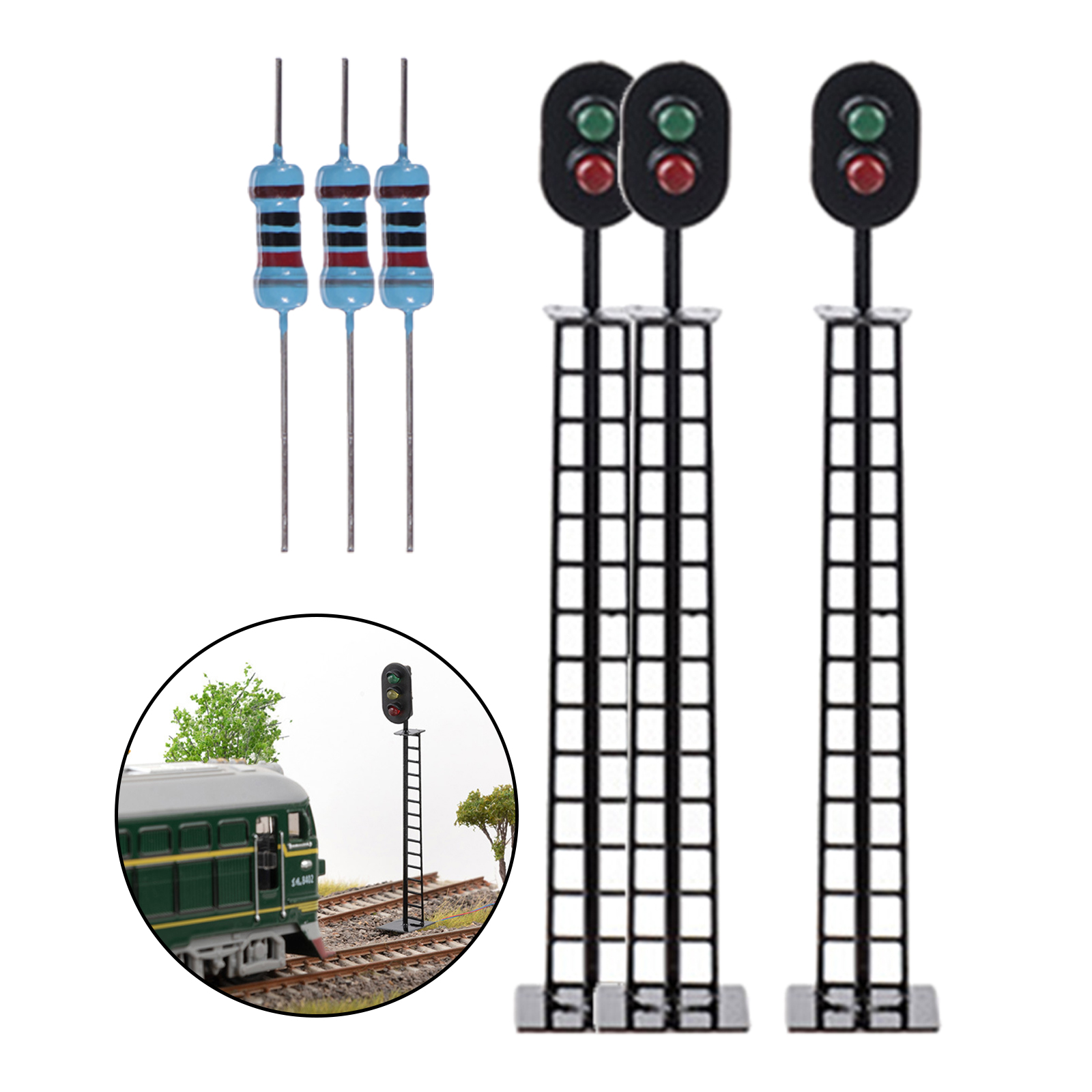 1:87 Traffic Light Lamp Miniature Model Train Railway Model Scenery Ornament