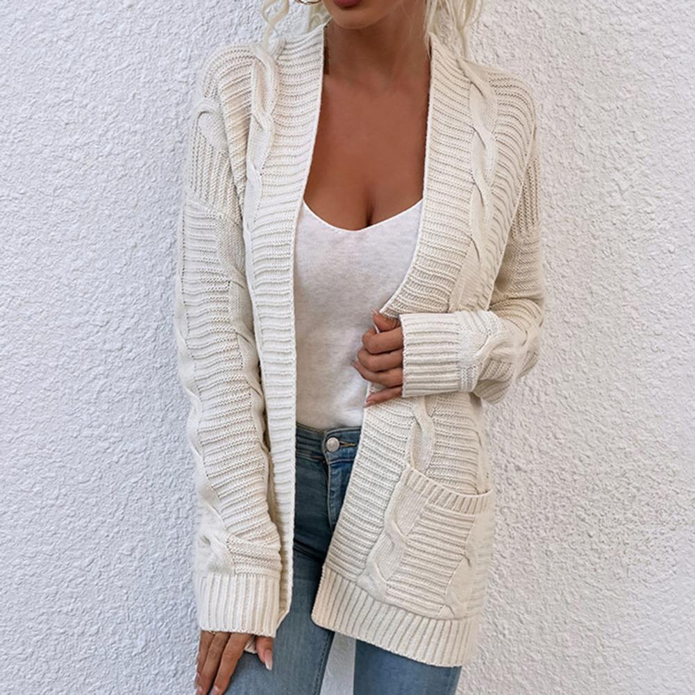 cardigan manches sulfet deux poches pour pull torsadé ouvert manteau en collection automne hiver