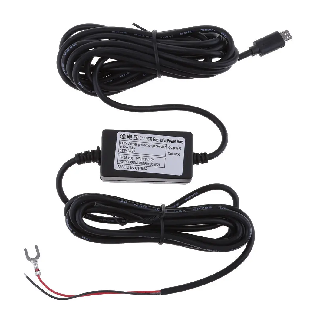 Micro USB Hard Wire Auto Charger Cable Kit 12V-35V to 5V for  Cameras GPS Auto DVR Power 3.5m