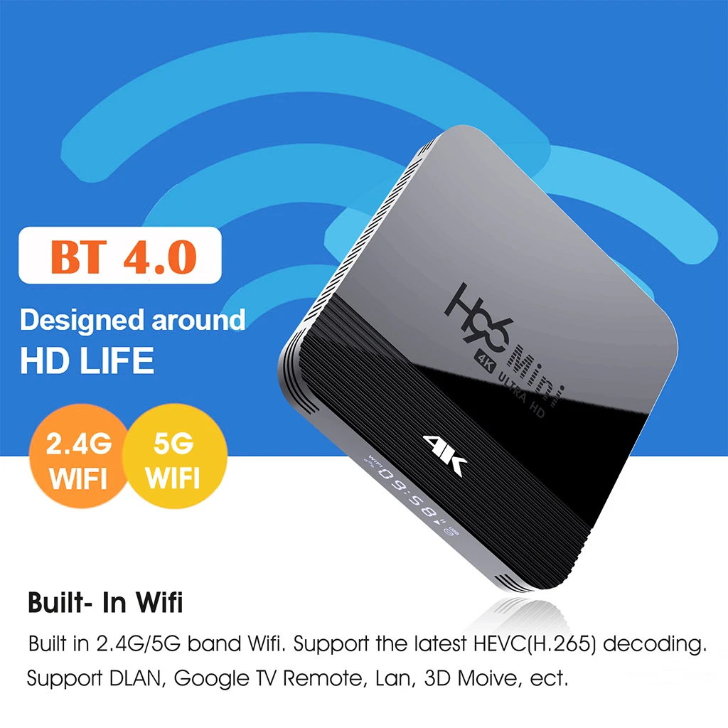 TV Box Android 9.0 H96 Mini H8 RK3228A 2.4G/5G WIFI Set Top Box 2+16GB US