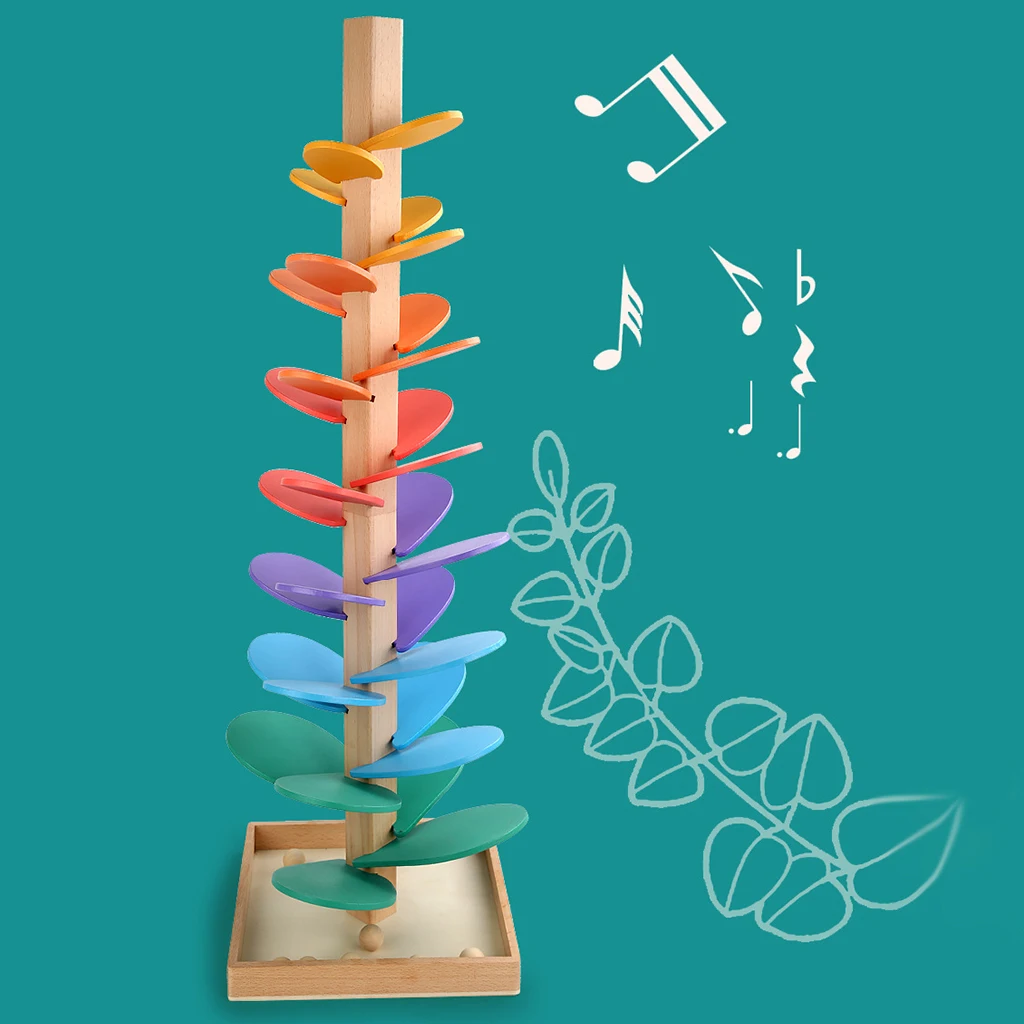 28 Inches Wooden Colorful Building Blocks Tree Petal Tree Toy Learning Educational Toys for Kids Toddlers Hands-On Ability