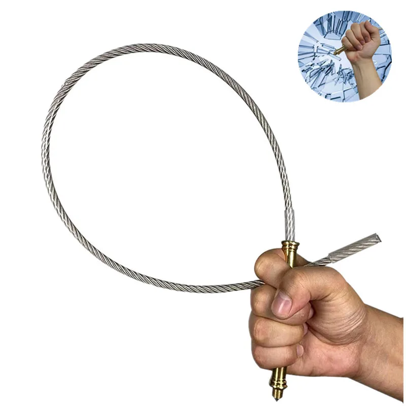 EDC Steel Wire Whip Stainless Steel Handle Kung Fu Whip Outdoor Multi-purposes 