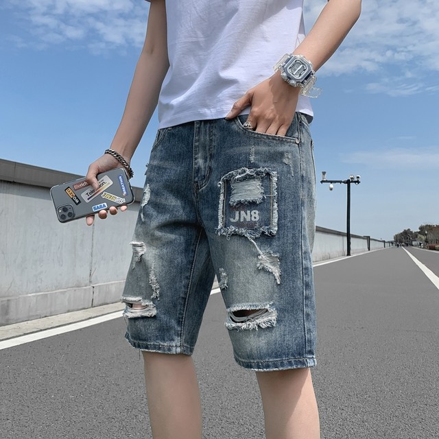 S-3XL Men's Summer Fashion Casual Denim Short Pants Pirate Shorts