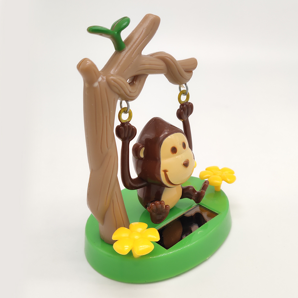 Solar Powered Dancer Monkey Toy Shaking Head Cartoon Doll Kids Toy Car Decor