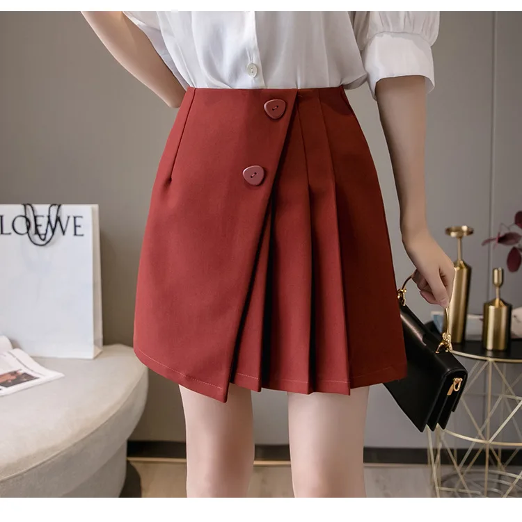 Irregular Women's Summer Solid Mini Skirts Elegant Ladies High Waist  Pleated A-line Skirt Korean Fashion Girls Loose Short Skirt - Skirts -  AliExpress